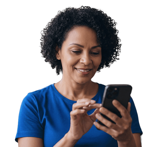 Paciente Dimmed agendando uma consulta pelo celular